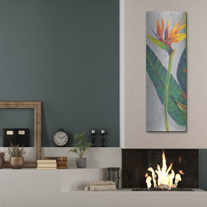 Luxe Metal Art 'Bird of Paradise Triptych I' by Tim O'Toole, Metal Wall Art,16x48