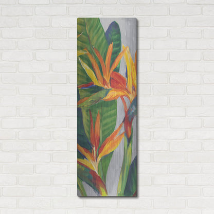 Luxe Metal Art 'Bird of Paradise Triptych II' by Tim O'Toole, Metal Wall Art,16x48