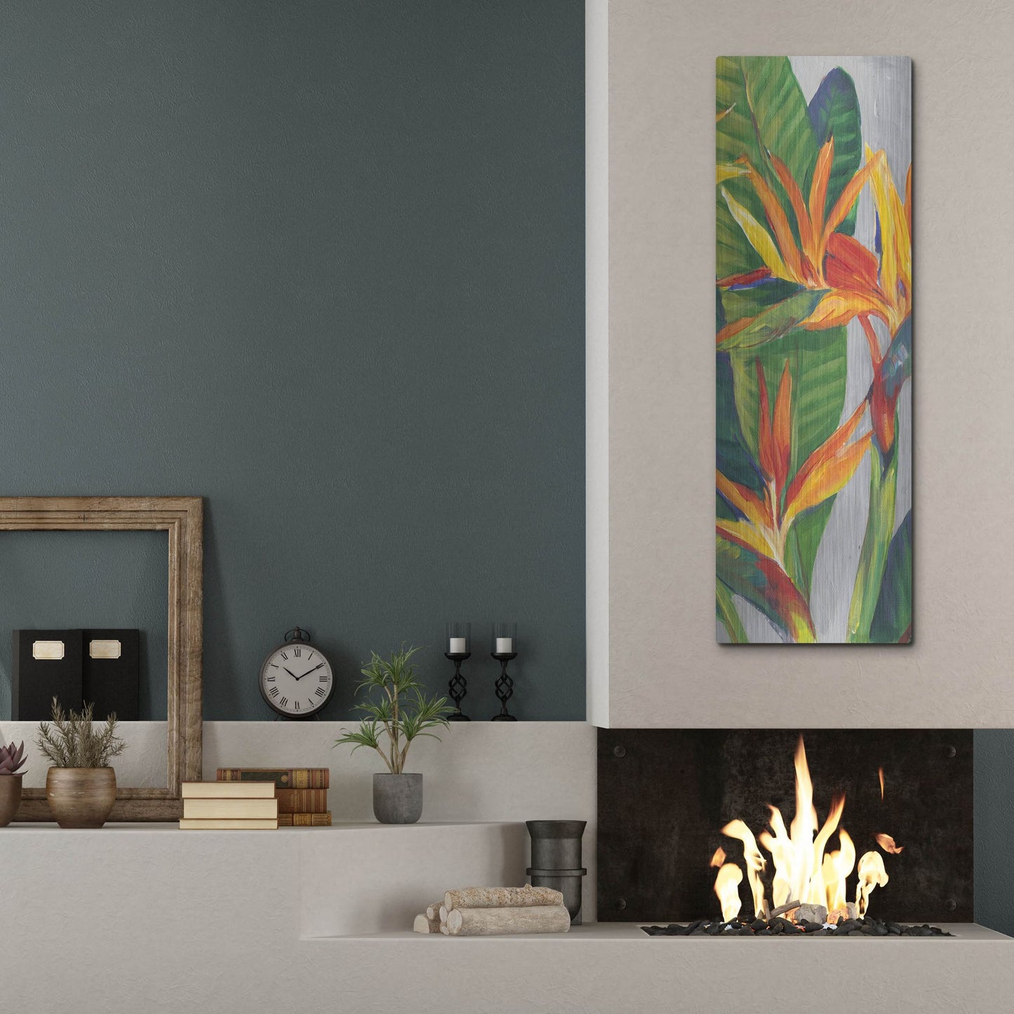 Luxe Metal Art 'Bird of Paradise Triptych II' by Tim O'Toole, Metal Wall Art,16x48