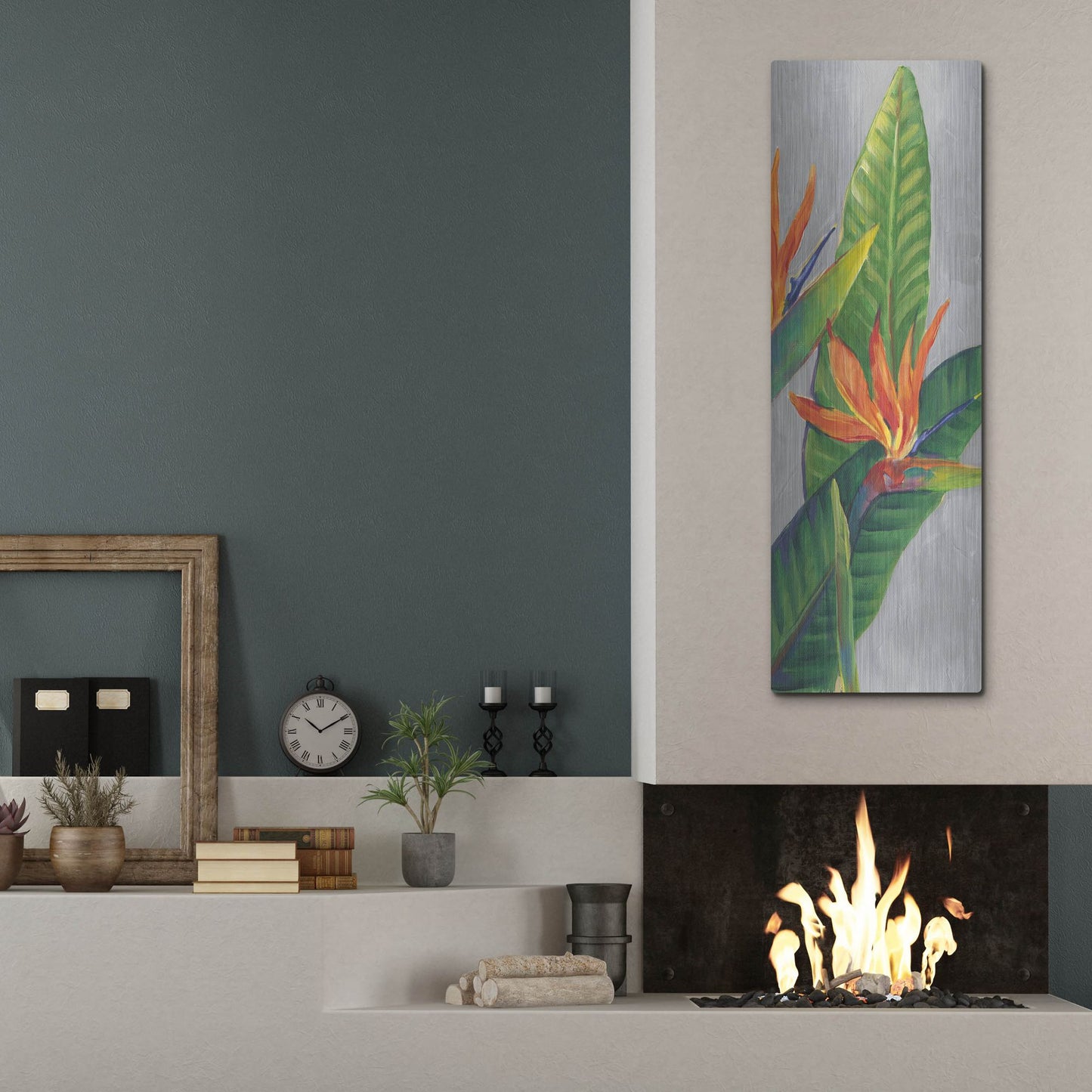 Luxe Metal Art 'Bird of Paradise Triptych III' by Tim O'Toole, Metal Wall Art,16x48