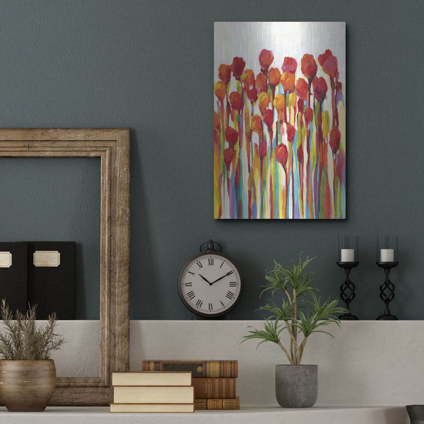 Luxe Metal Art 'Bursting with Color I' by Tim O'Toole, Metal Wall Art,12x16