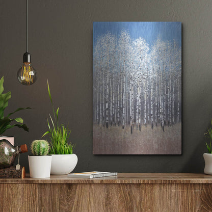 Luxe Metal Art 'Cobalt Birches I' by Tim O'Toole, Metal Wall Art,12x16