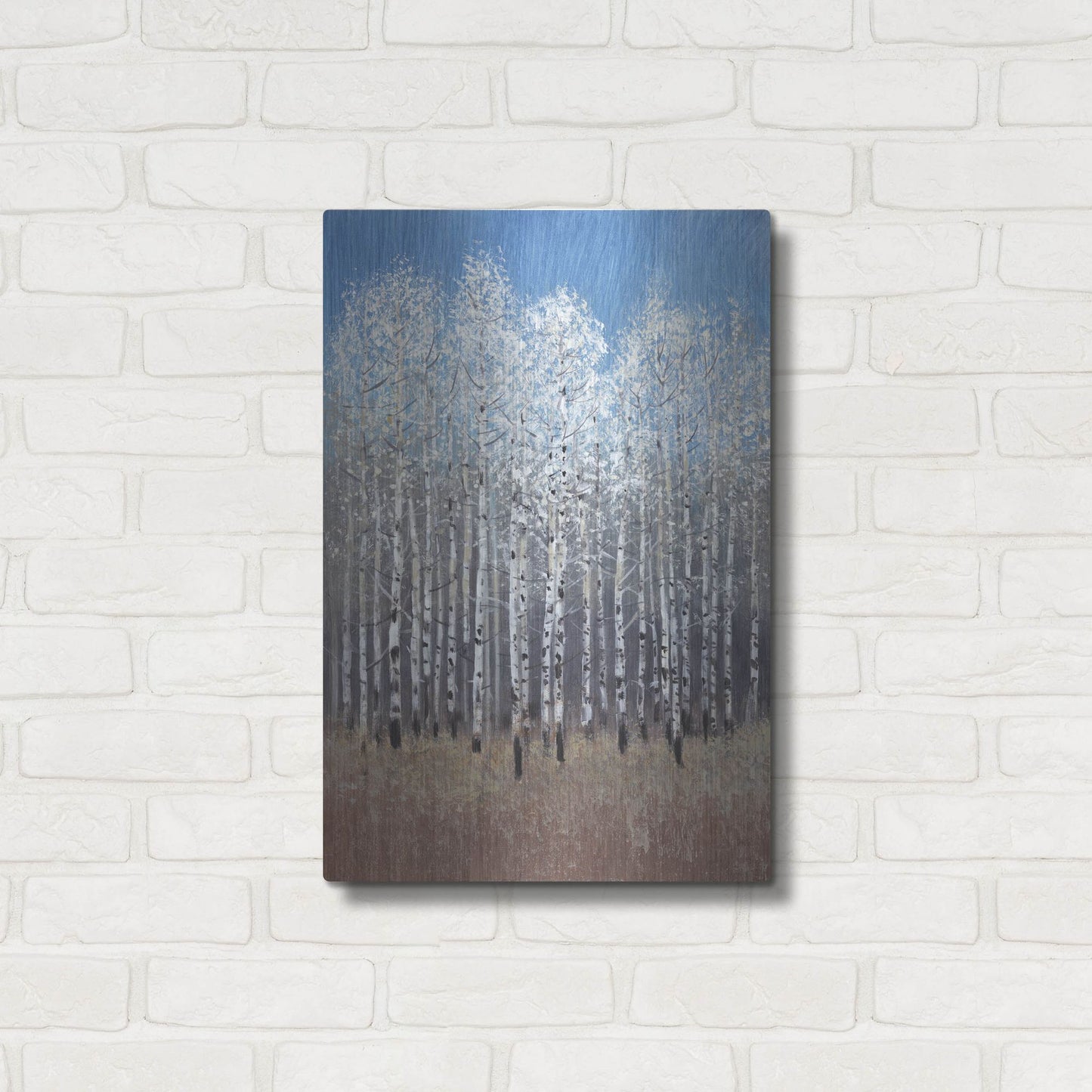 Luxe Metal Art 'Cobalt Birches I' by Tim O'Toole, Metal Wall Art,16x24