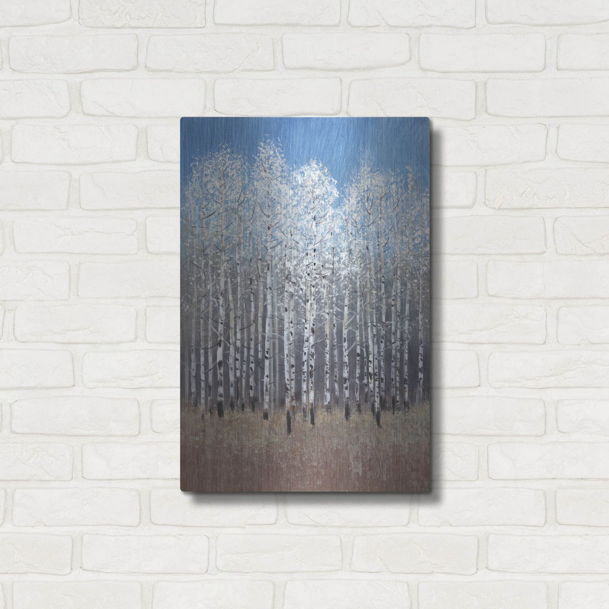 Luxe Metal Art 'Cobalt Birches I' by Tim O'Toole, Metal Wall Art,16x24