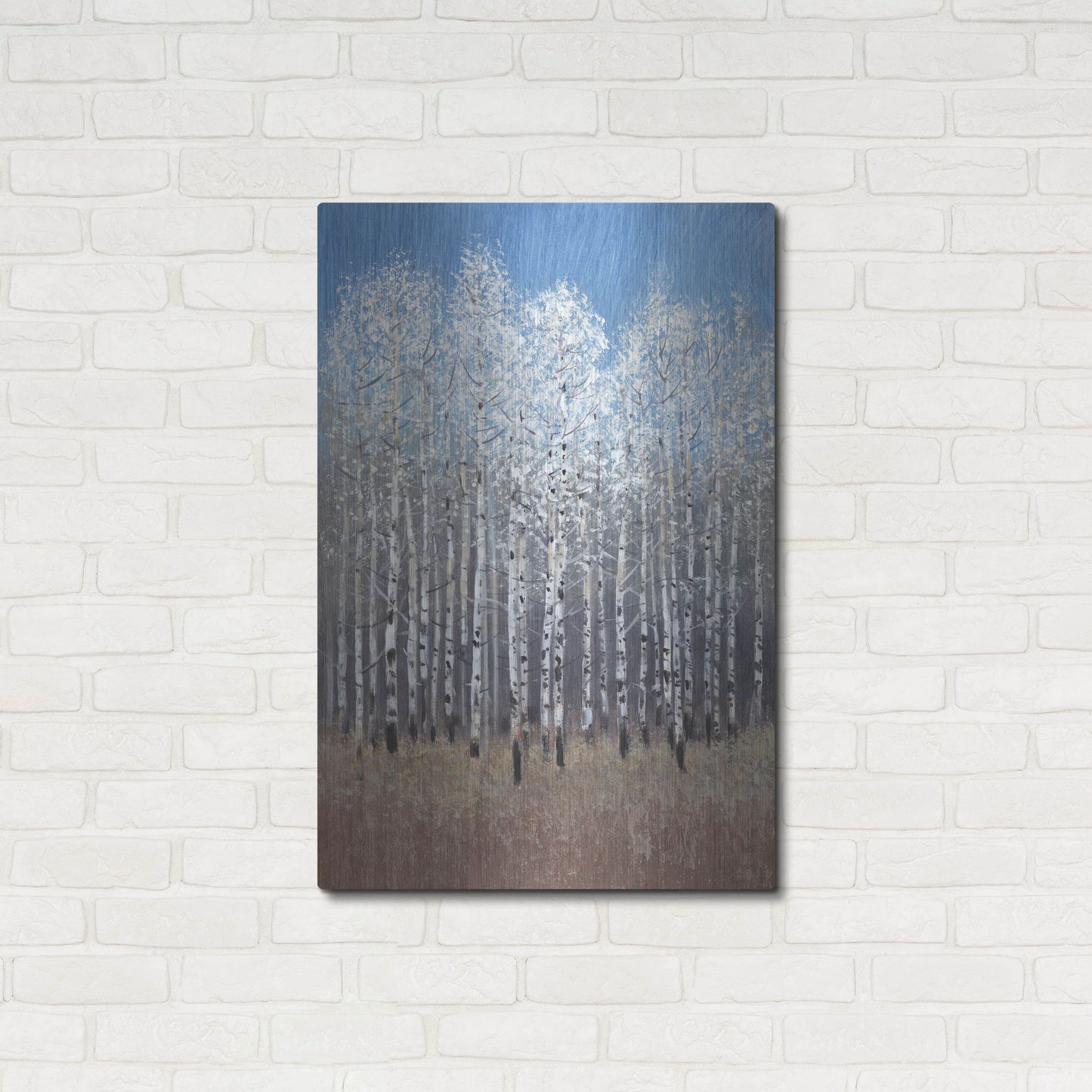 Luxe Metal Art 'Cobalt Birches I' by Tim O'Toole, Metal Wall Art,24x36
