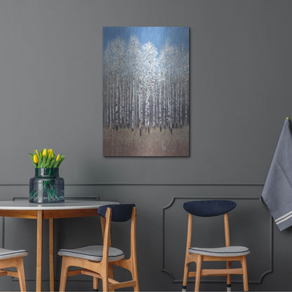 Luxe Metal Art 'Cobalt Birches I' by Tim O'Toole, Metal Wall Art,24x36