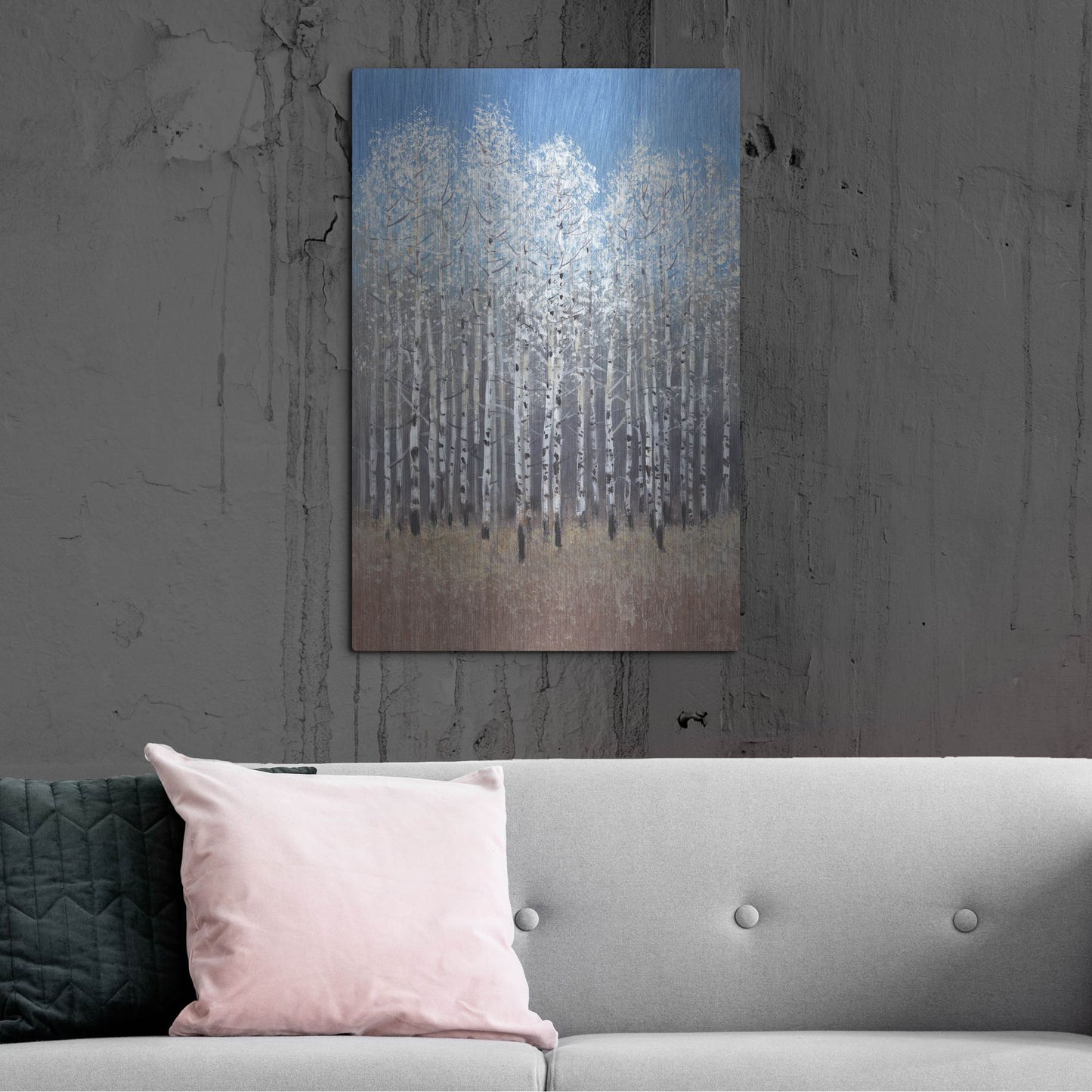 Luxe Metal Art 'Cobalt Birches I' by Tim O'Toole, Metal Wall Art,24x36