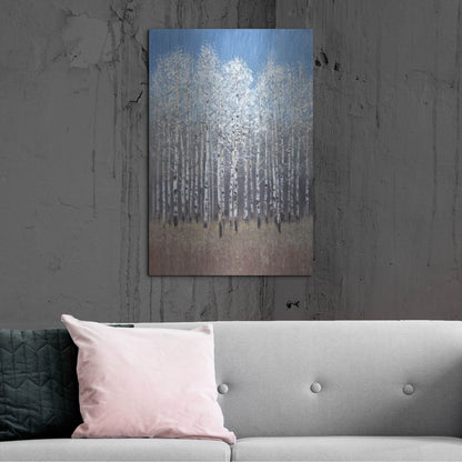 Luxe Metal Art 'Cobalt Birches I' by Tim O'Toole, Metal Wall Art,24x36