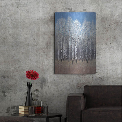 Luxe Metal Art 'Cobalt Birches I' by Tim O'Toole, Metal Wall Art,24x36