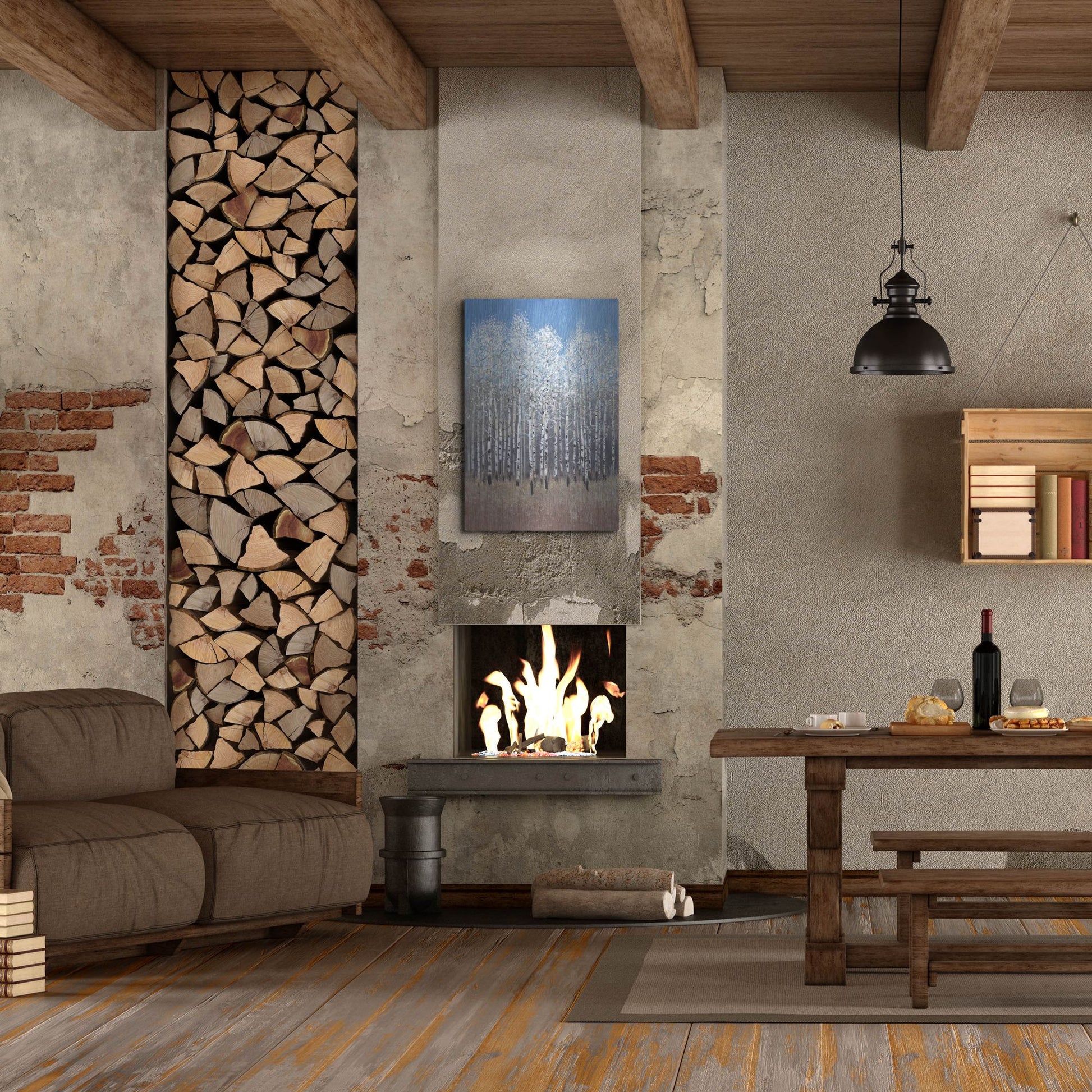 Luxe Metal Art 'Cobalt Birches I' by Tim O'Toole, Metal Wall Art,24x36