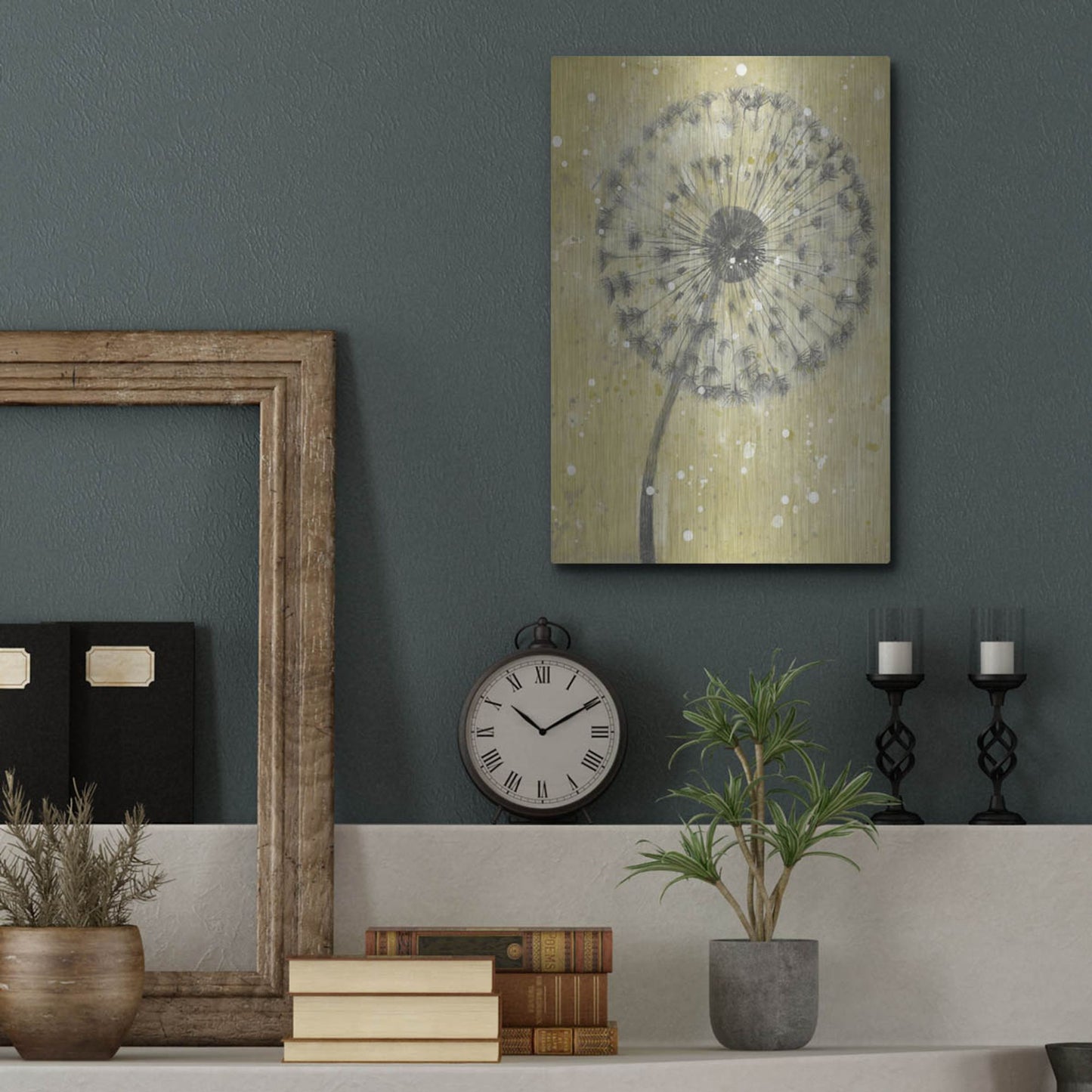 Luxe Metal Art 'Dandelion Abstract I' by Tim O'Toole, Metal Wall Art,12x16