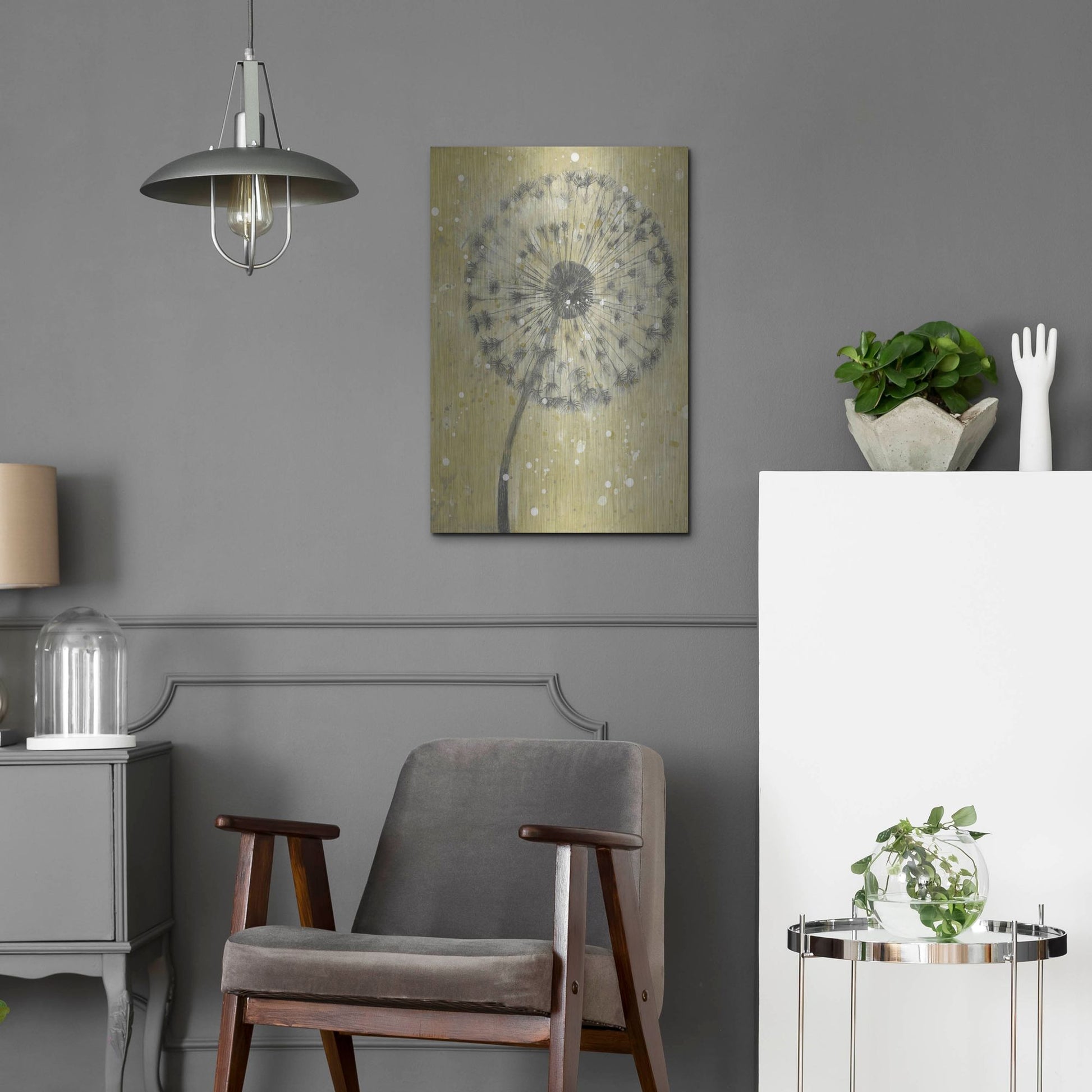 Luxe Metal Art 'Dandelion Abstract I' by Tim O'Toole, Metal Wall Art,16x24