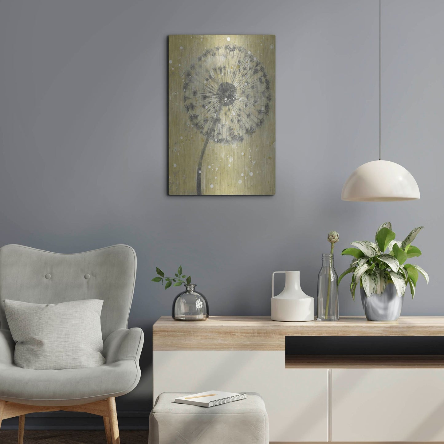 Luxe Metal Art 'Dandelion Abstract I' by Tim O'Toole, Metal Wall Art,16x24