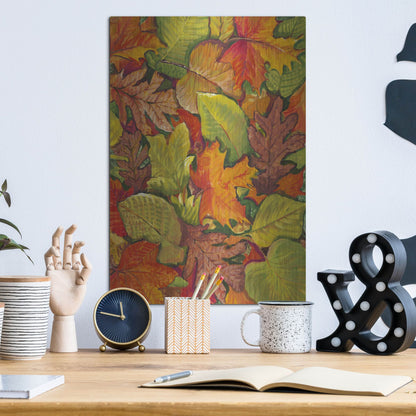 Luxe Metal Art 'Fallen Leaves I' by Tim O'Toole, Metal Wall Art,12x16