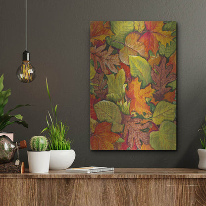Luxe Metal Art 'Fallen Leaves I' by Tim O'Toole, Metal Wall Art,12x16
