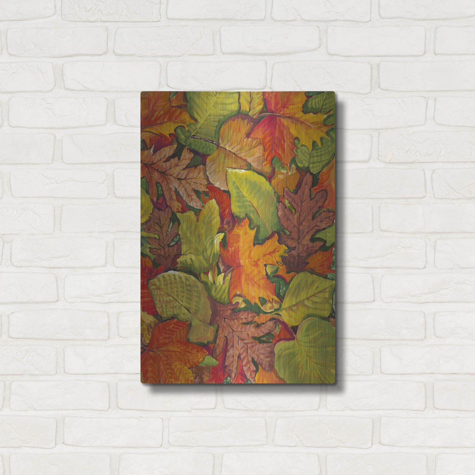 Luxe Metal Art 'Fallen Leaves I' by Tim O'Toole, Metal Wall Art,16x24