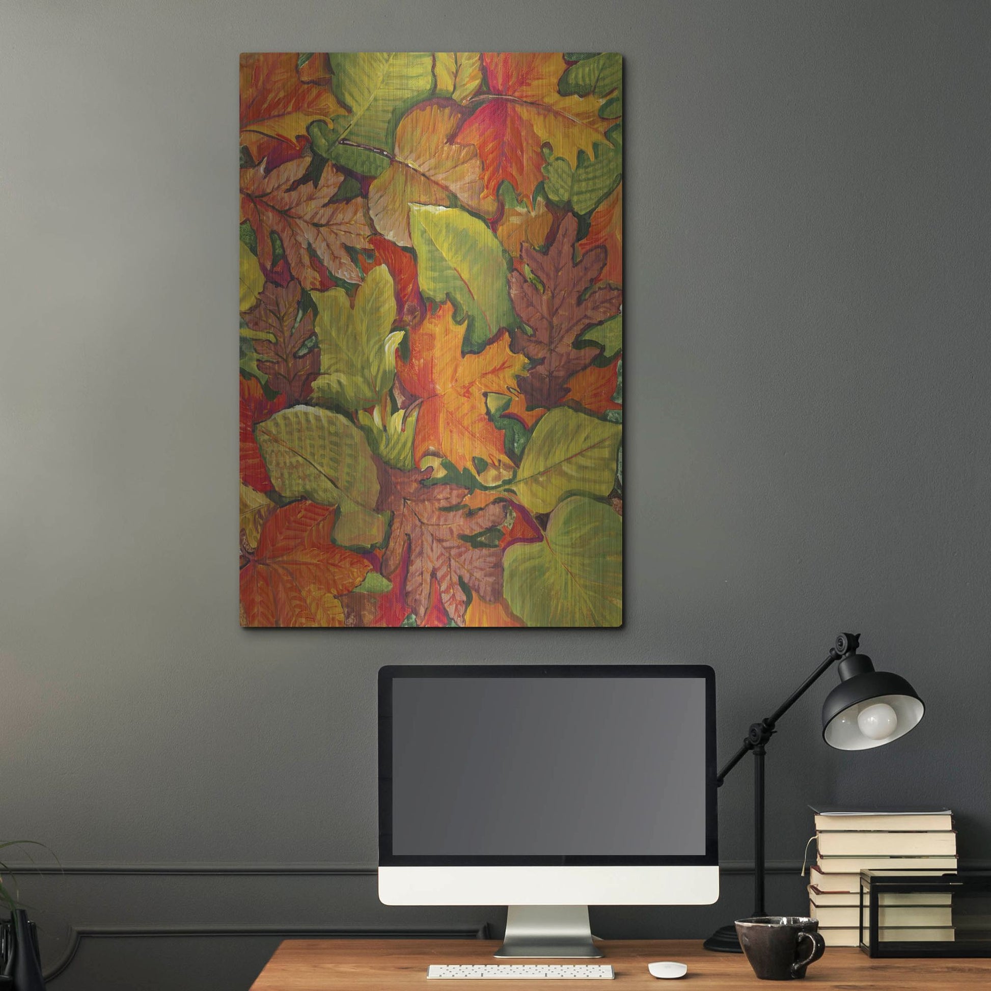 Luxe Metal Art 'Fallen Leaves I' by Tim O'Toole, Metal Wall Art,24x36