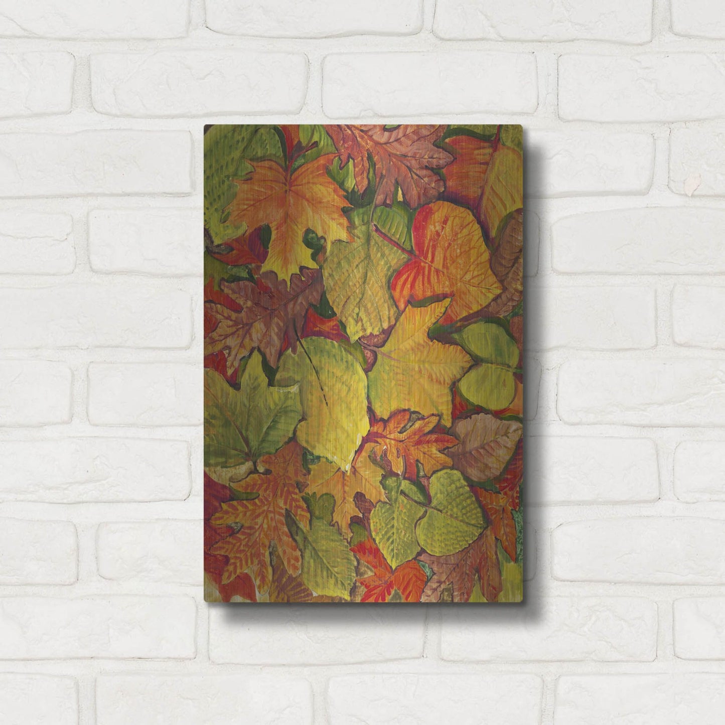 Luxe Metal Art 'Fallen Leaves II' by Tim O'Toole, Metal Wall Art,12x16