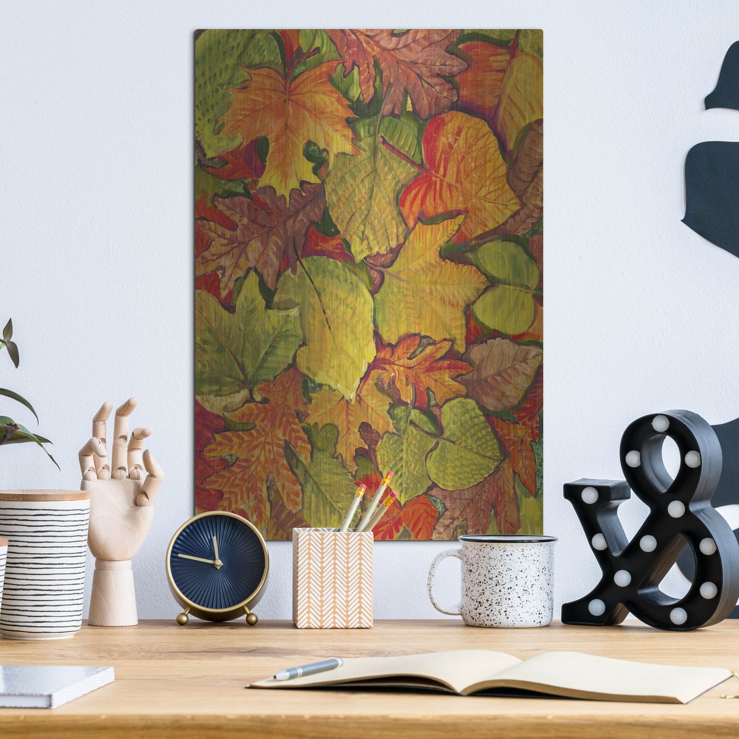 Luxe Metal Art 'Fallen Leaves II' by Tim O'Toole, Metal Wall Art,12x16