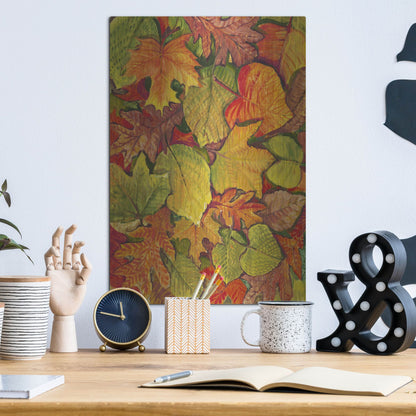Luxe Metal Art 'Fallen Leaves II' by Tim O'Toole, Metal Wall Art,12x16