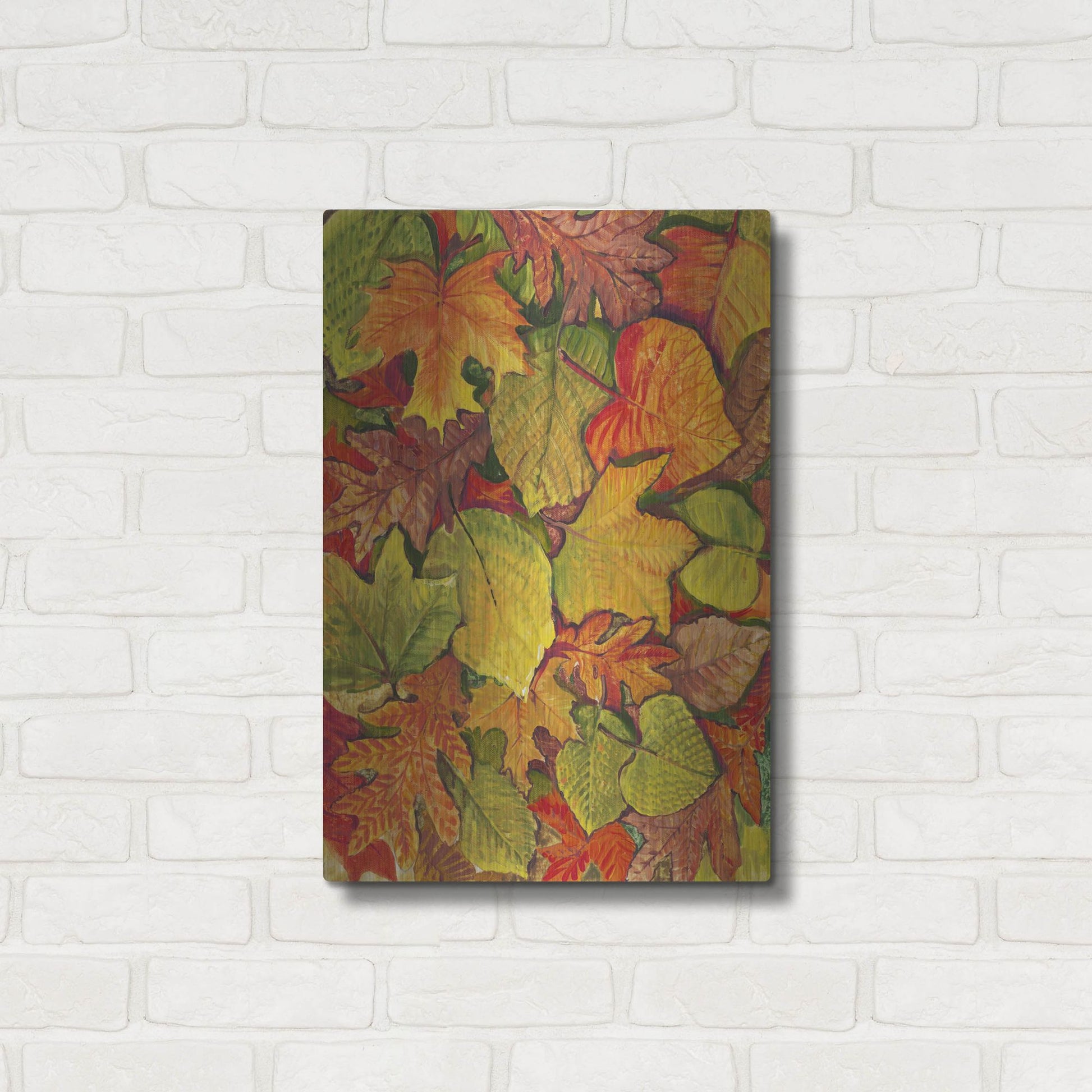 Luxe Metal Art 'Fallen Leaves II' by Tim O'Toole, Metal Wall Art,16x24