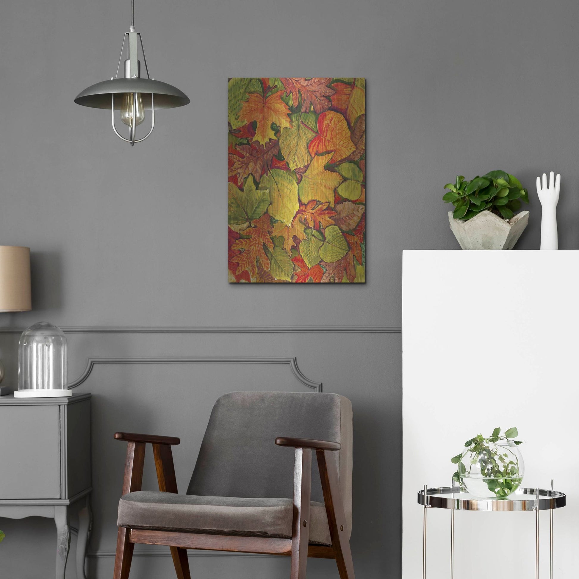 Luxe Metal Art 'Fallen Leaves II' by Tim O'Toole, Metal Wall Art,16x24