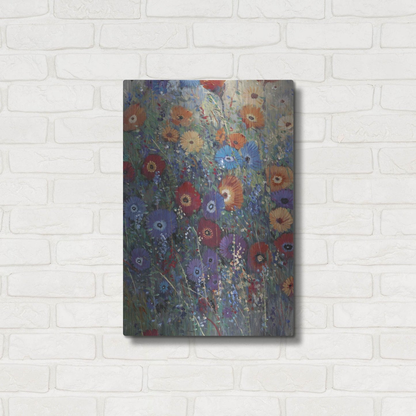 Luxe Metal Art 'Flower Patch I' by Tim O'Toole, Metal Wall Art,16x24