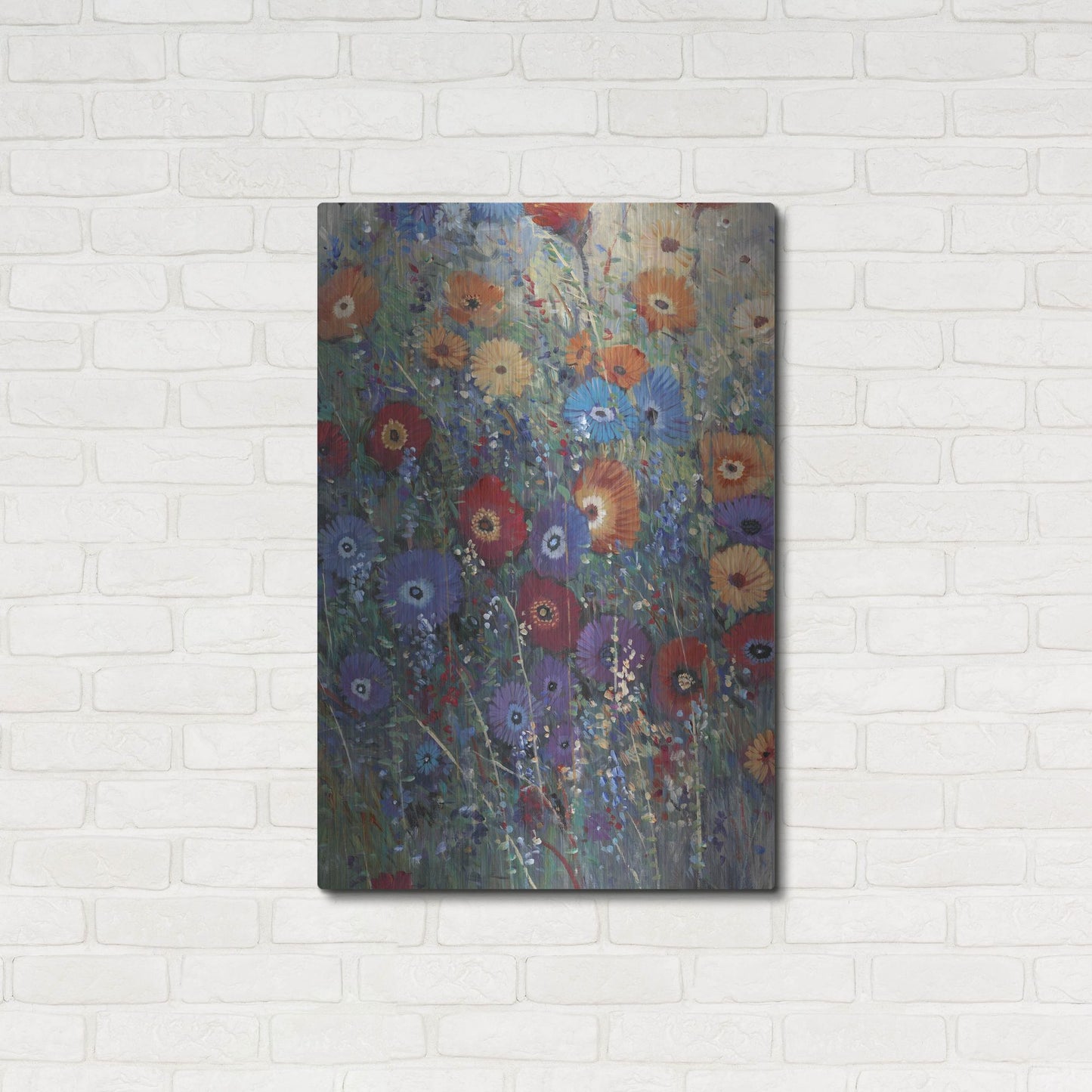 Luxe Metal Art 'Flower Patch I' by Tim O'Toole, Metal Wall Art,24x36