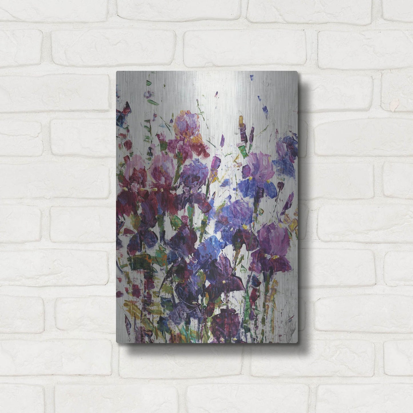 Luxe Metal Art 'Iris Blooming I' by Tim O'Toole, Metal Wall Art,12x16