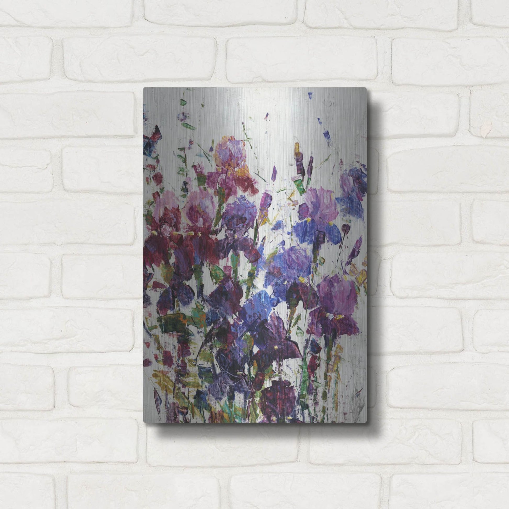 Luxe Metal Art 'Iris Blooming I' by Tim O'Toole, Metal Wall Art,12x16