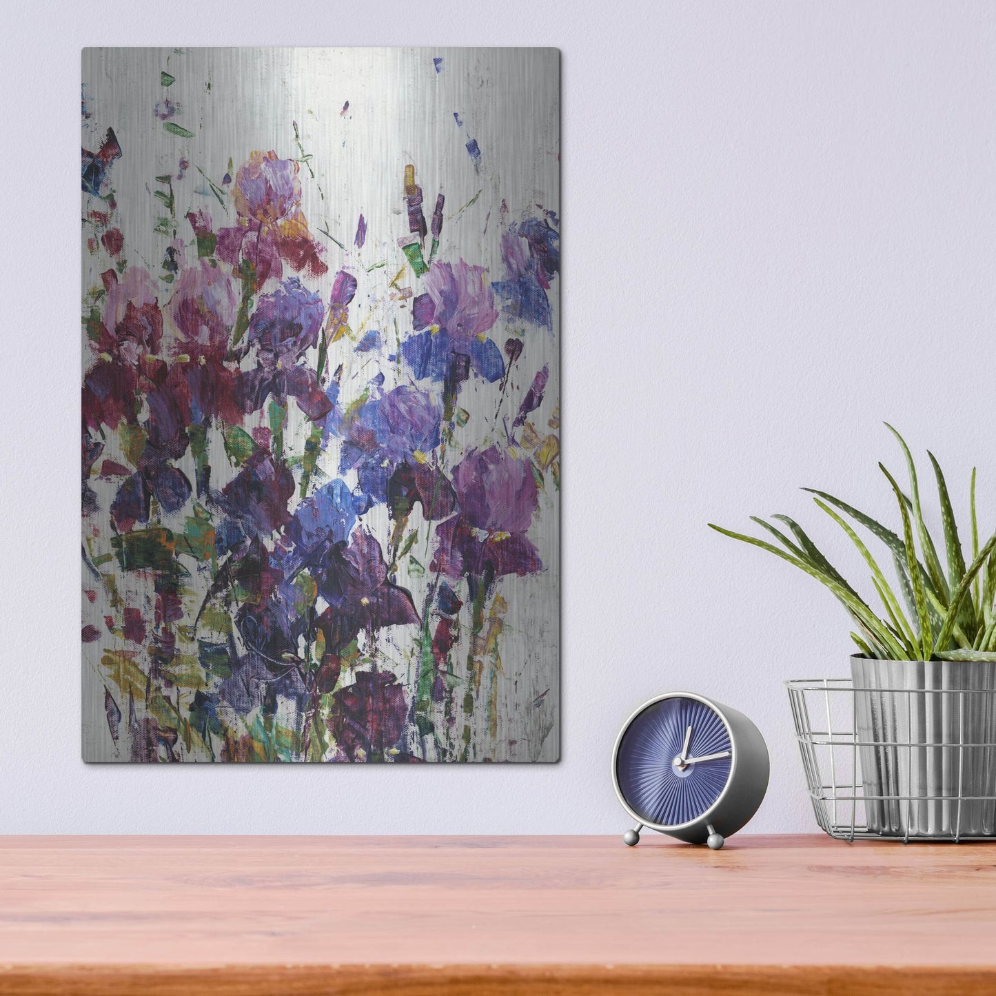 Luxe Metal Art 'Iris Blooming I' by Tim O'Toole, Metal Wall Art,12x16