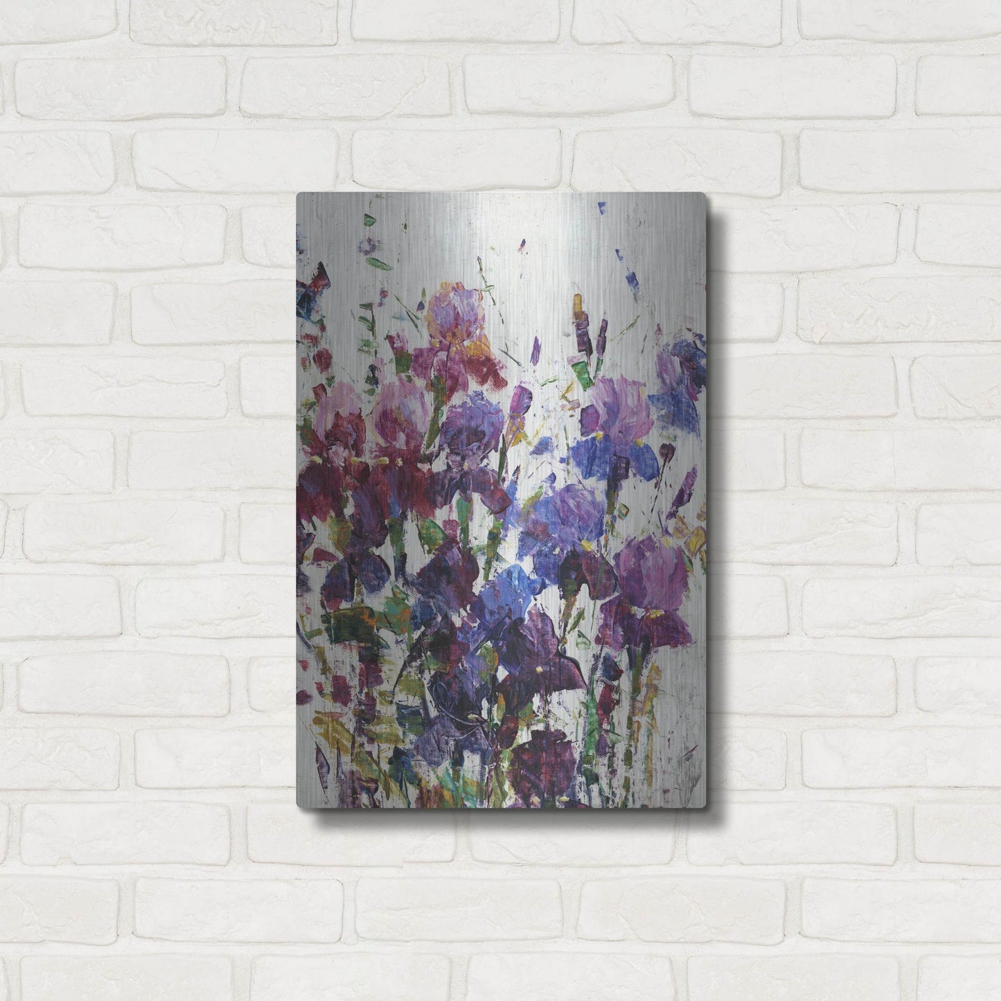 Luxe Metal Art 'Iris Blooming I' by Tim O'Toole, Metal Wall Art,16x24