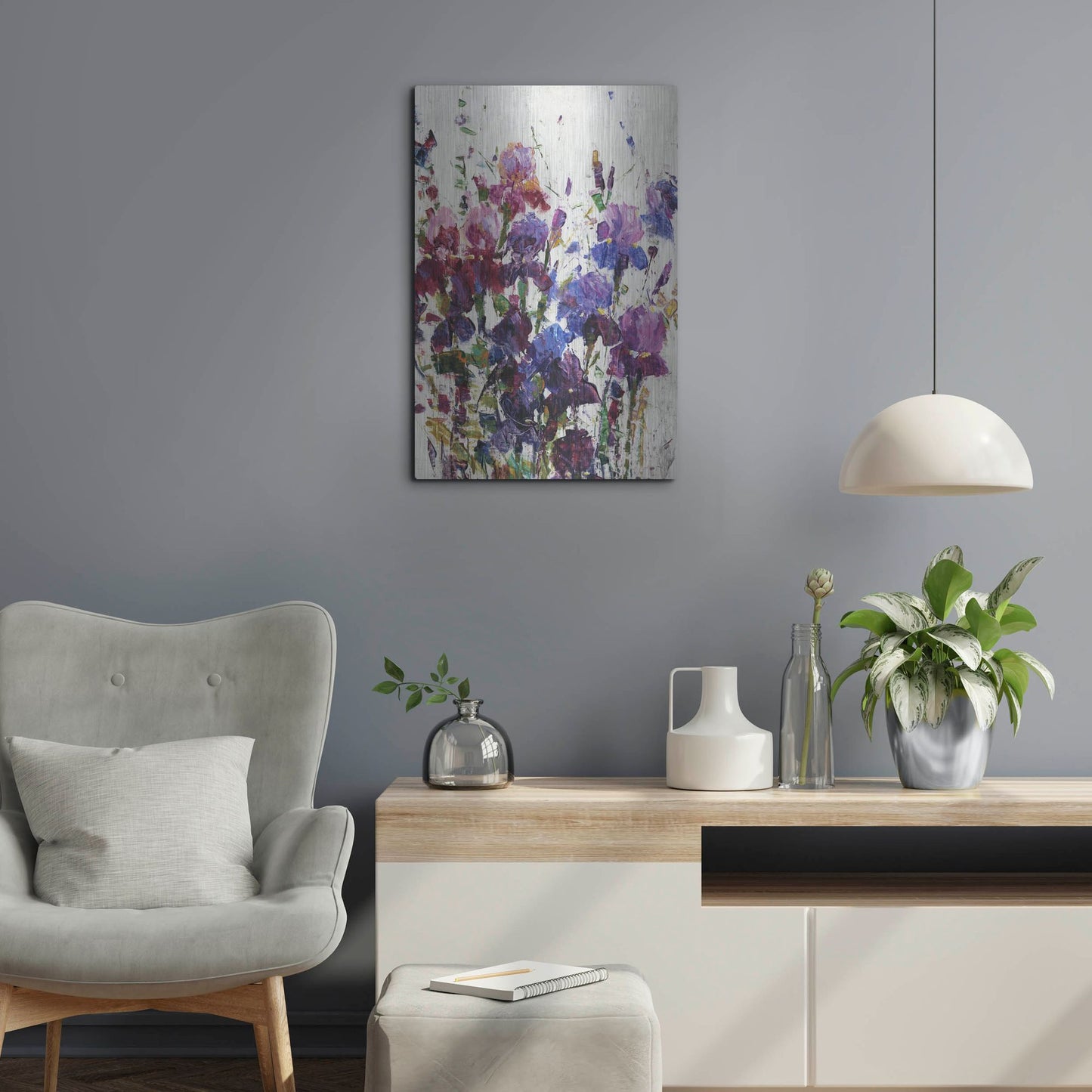 Luxe Metal Art 'Iris Blooming I' by Tim O'Toole, Metal Wall Art,16x24