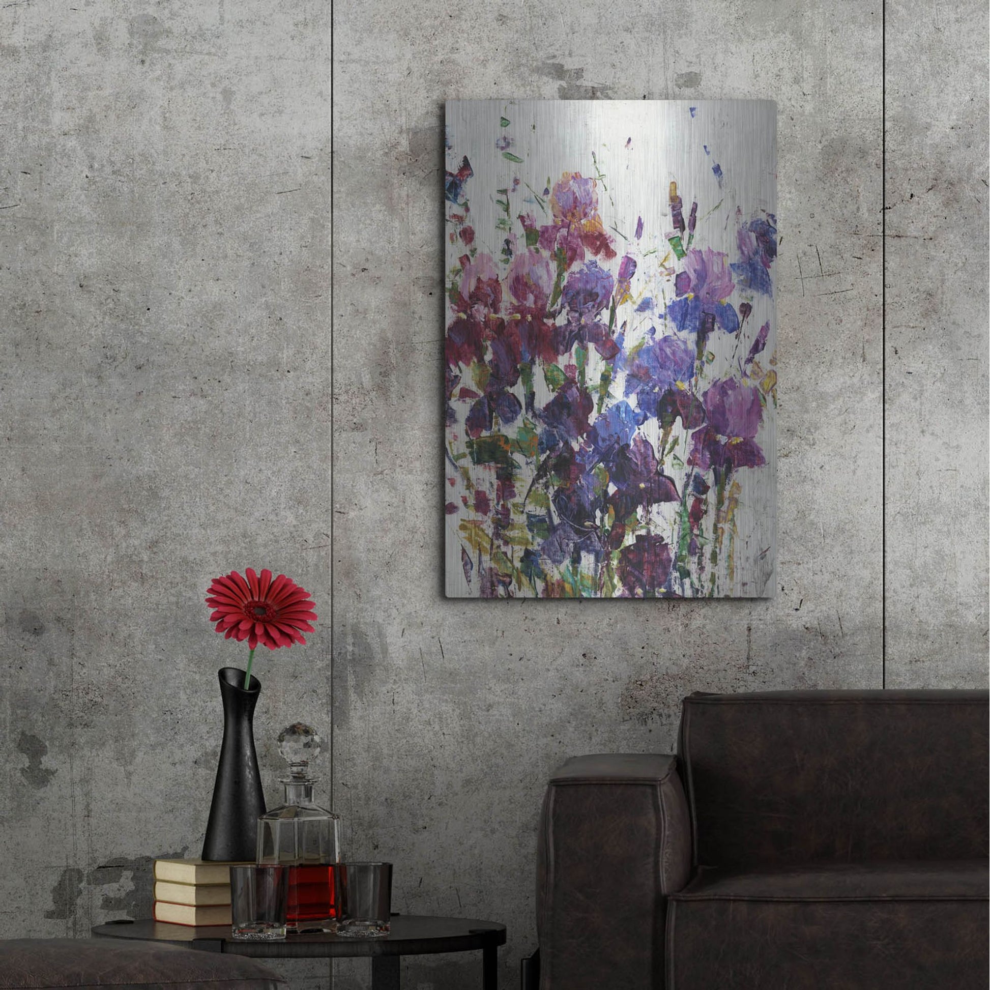 Luxe Metal Art 'Iris Blooming I' by Tim O'Toole, Metal Wall Art,24x36