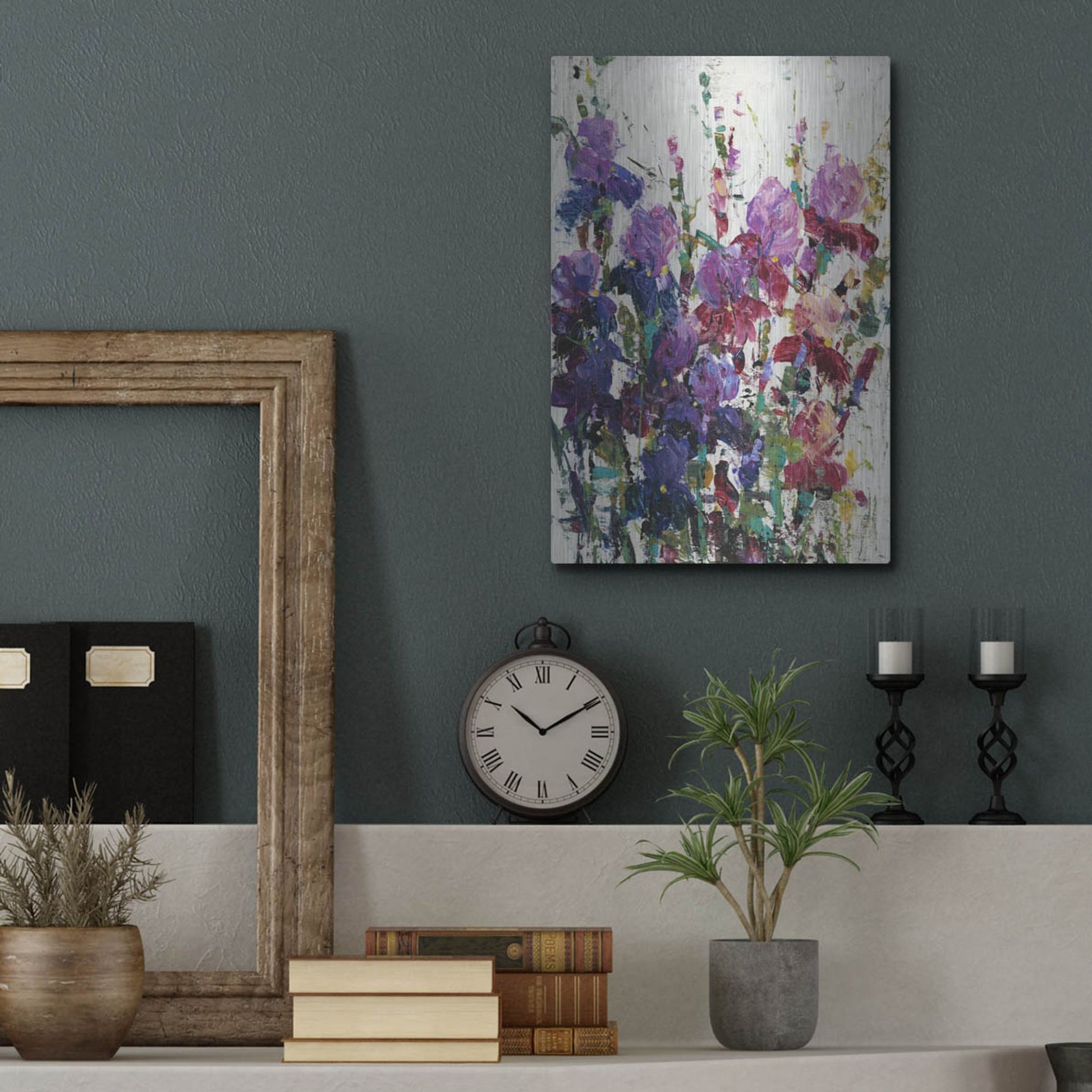 Luxe Metal Art 'Iris Blooming II' by Tim O'Toole, Metal Wall Art,12x16