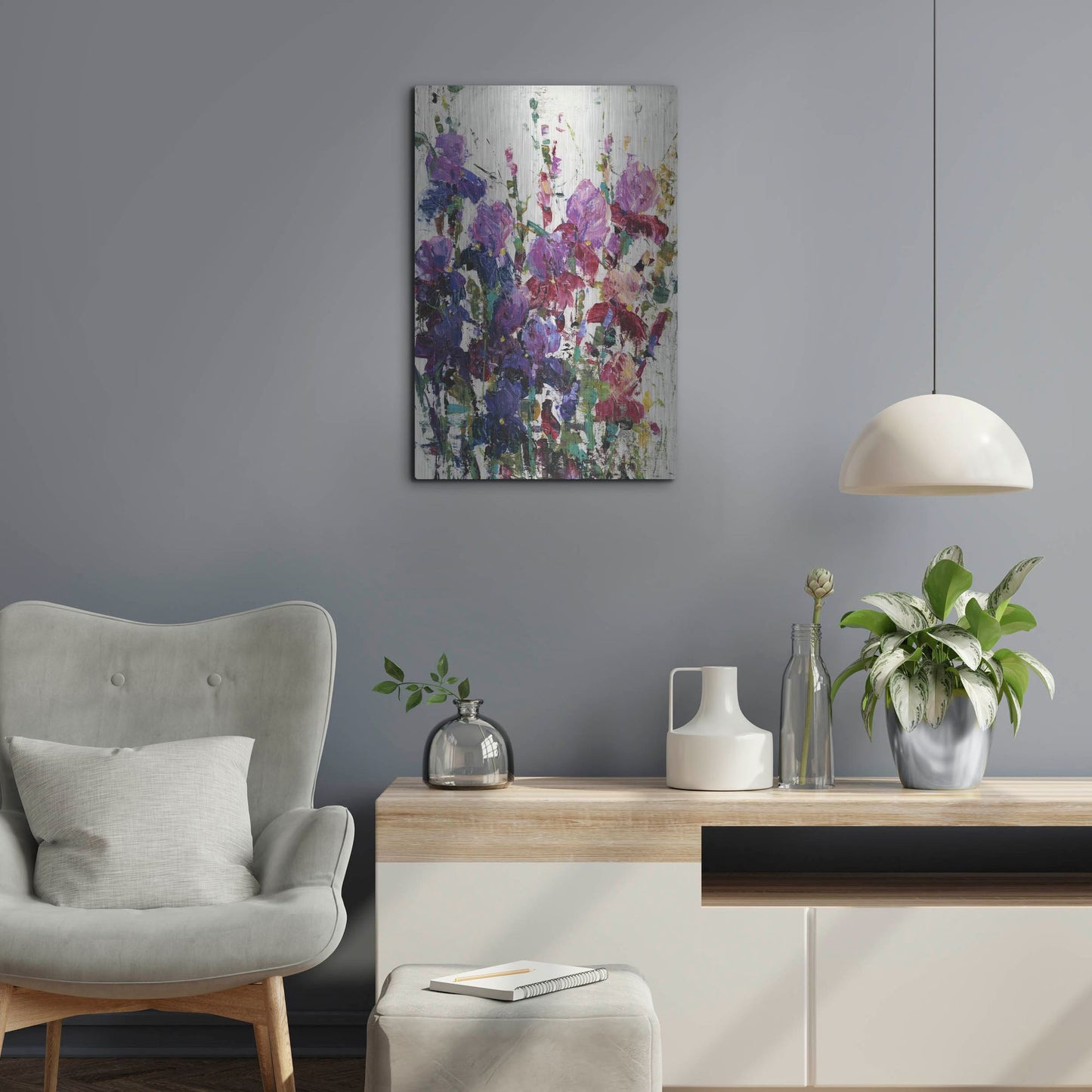 Luxe Metal Art 'Iris Blooming II' by Tim O'Toole, Metal Wall Art,16x24