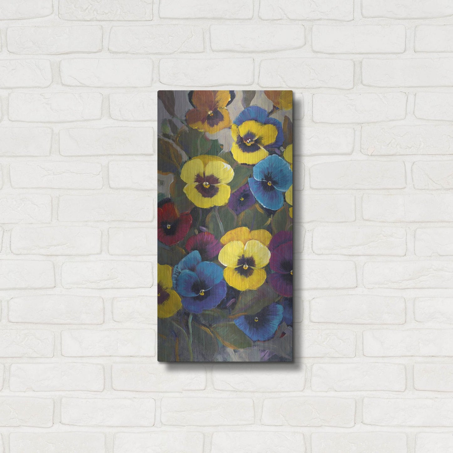 Luxe Metal Art 'Pansy Panel I' by Tim O'Toole, Metal Wall Art,12x24