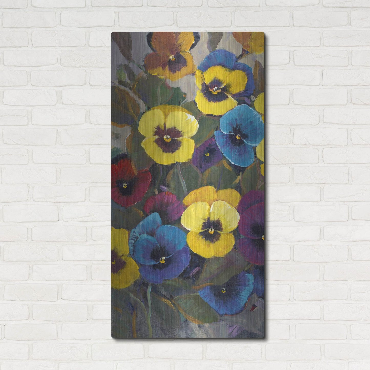 Luxe Metal Art 'Pansy Panel I' by Tim O'Toole, Metal Wall Art,24x48