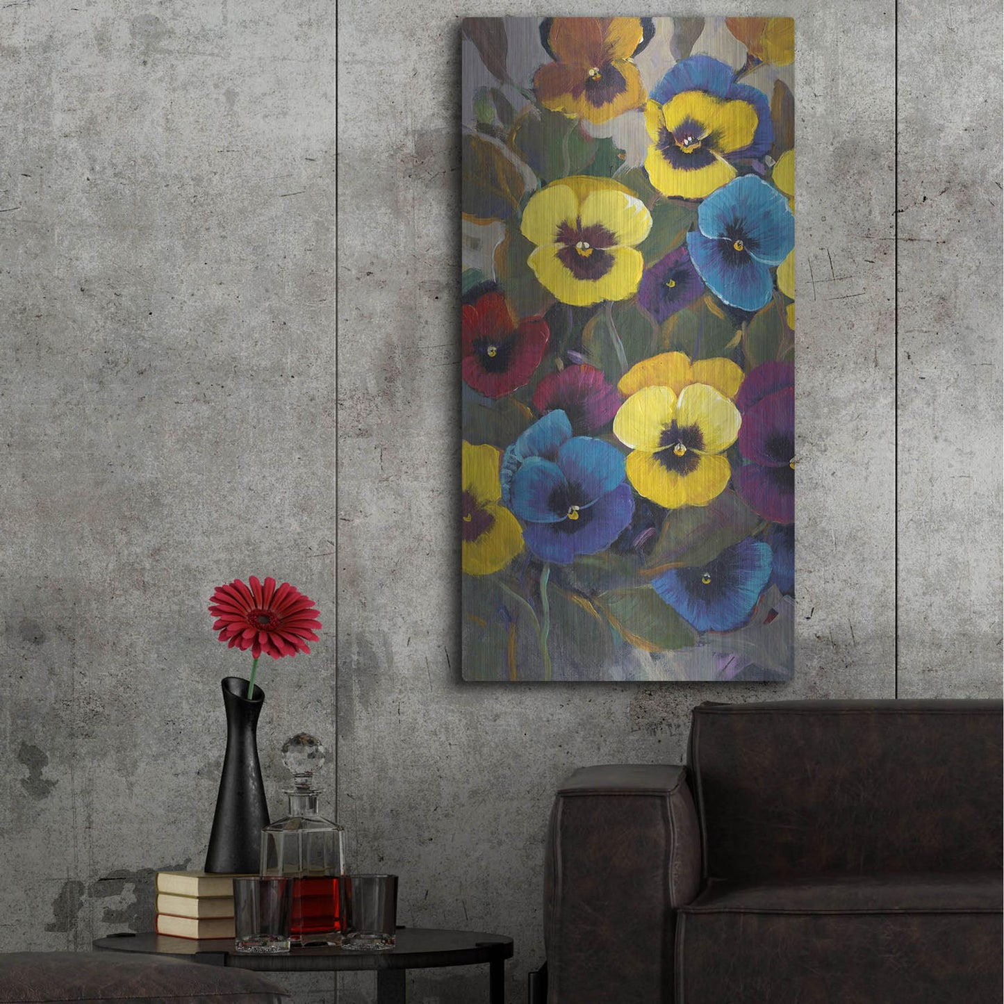 Luxe Metal Art 'Pansy Panel I' by Tim O'Toole, Metal Wall Art,24x48