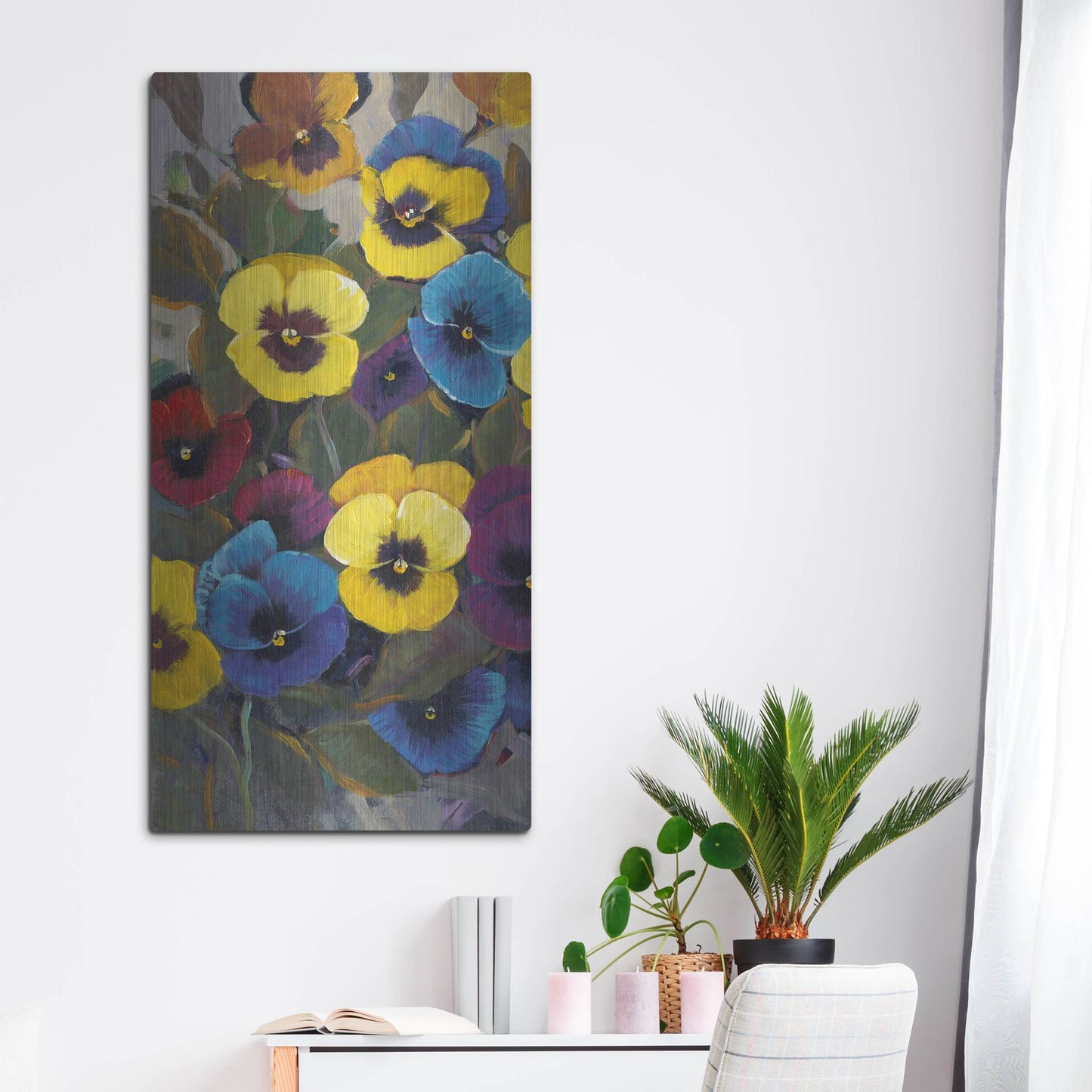 Luxe Metal Art 'Pansy Panel I' by Tim O'Toole, Metal Wall Art,24x48