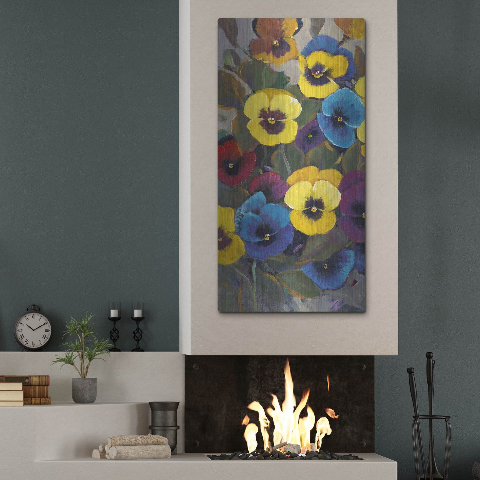 Luxe Metal Art 'Pansy Panel I' by Tim O'Toole, Metal Wall Art,24x48