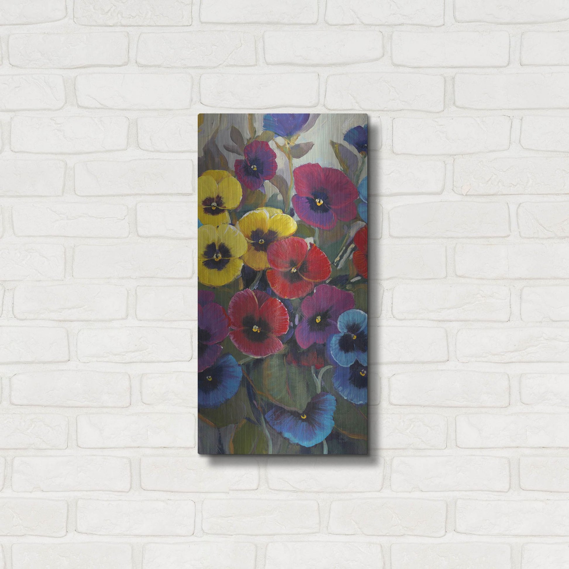 Luxe Metal Art 'Pansy Panel II' by Tim O'Toole, Metal Wall Art,12x24