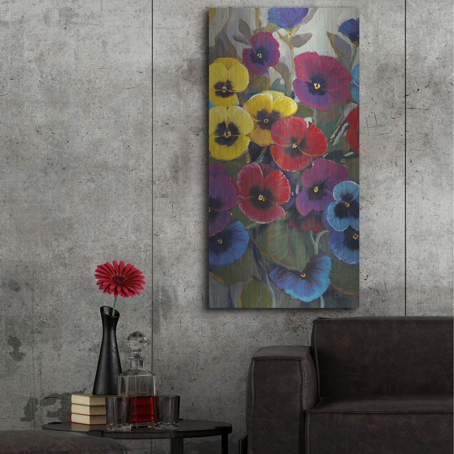 Luxe Metal Art 'Pansy Panel II' by Tim O'Toole, Metal Wall Art,24x48