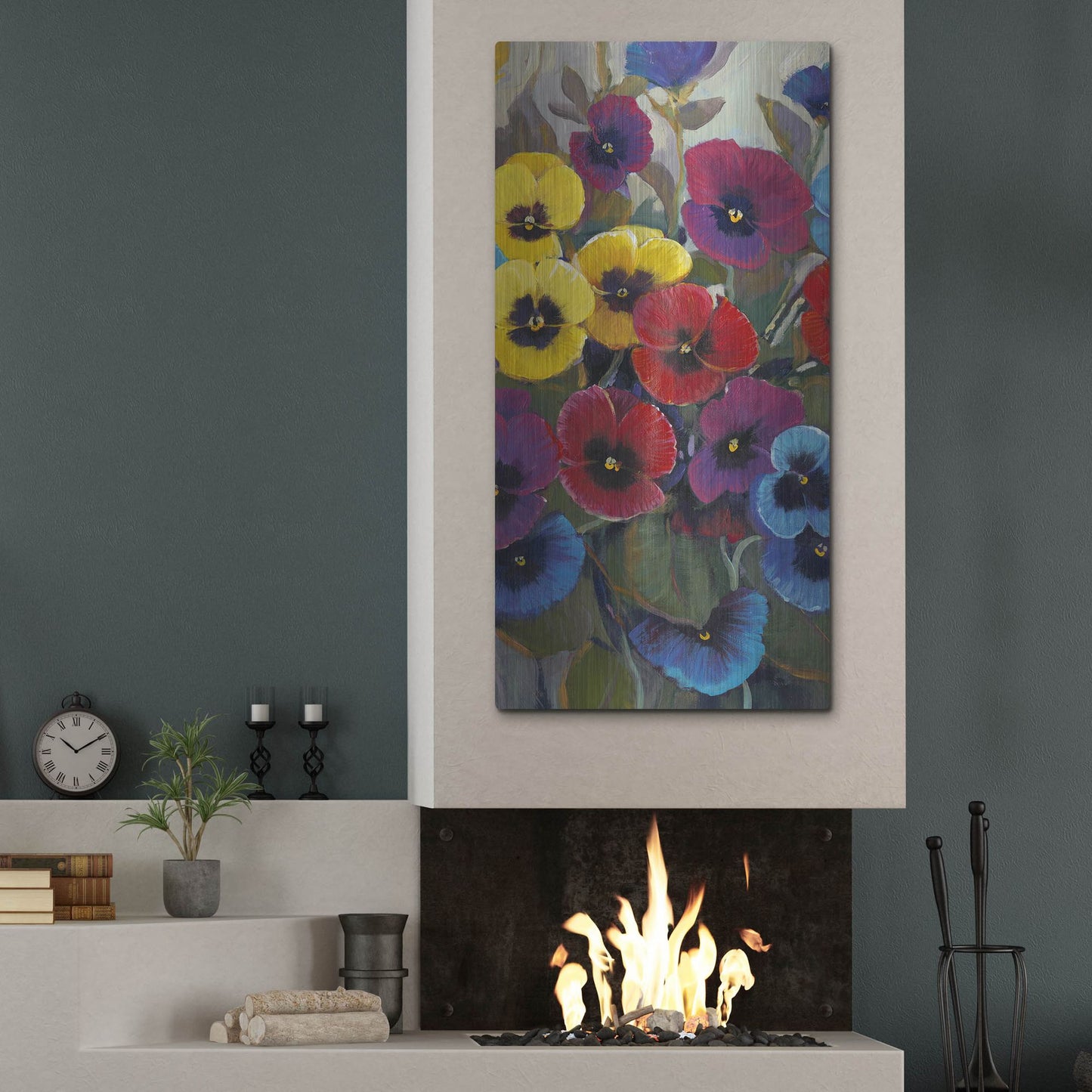 Luxe Metal Art 'Pansy Panel II' by Tim O'Toole, Metal Wall Art,24x48