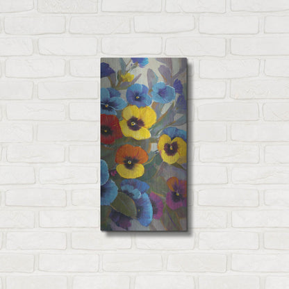 Luxe Metal Art 'Pansy Panel III' by Tim O'Toole, Metal Wall Art,12x24