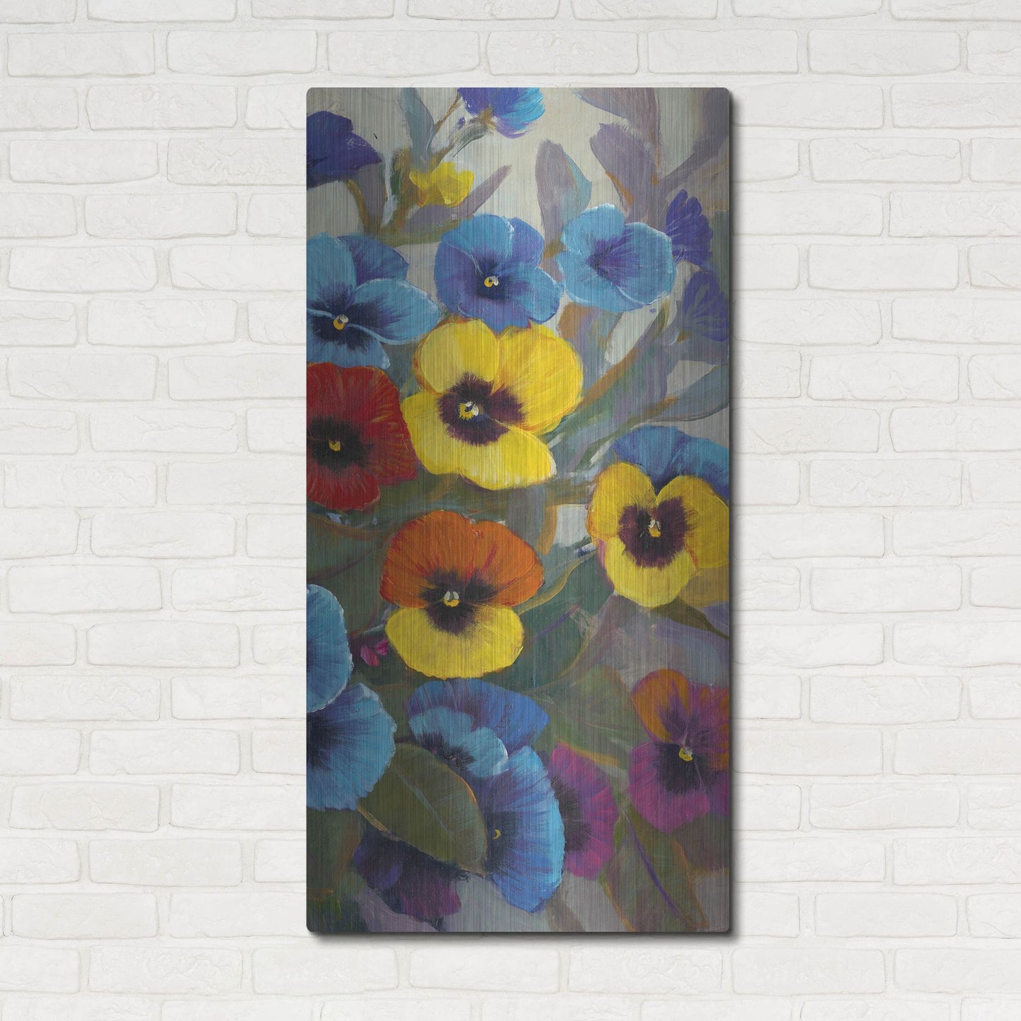 Luxe Metal Art 'Pansy Panel III' by Tim O'Toole, Metal Wall Art,24x48