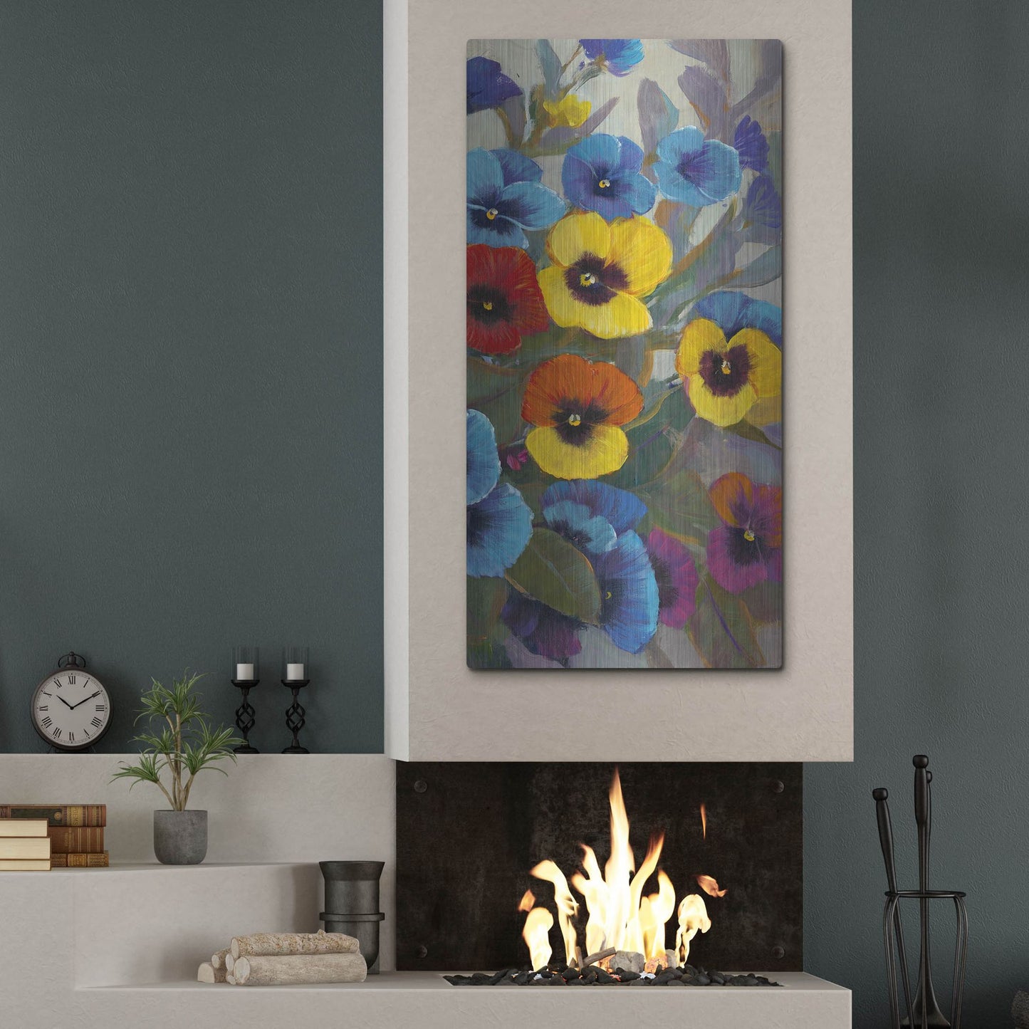 Luxe Metal Art 'Pansy Panel III' by Tim O'Toole, Metal Wall Art,24x48