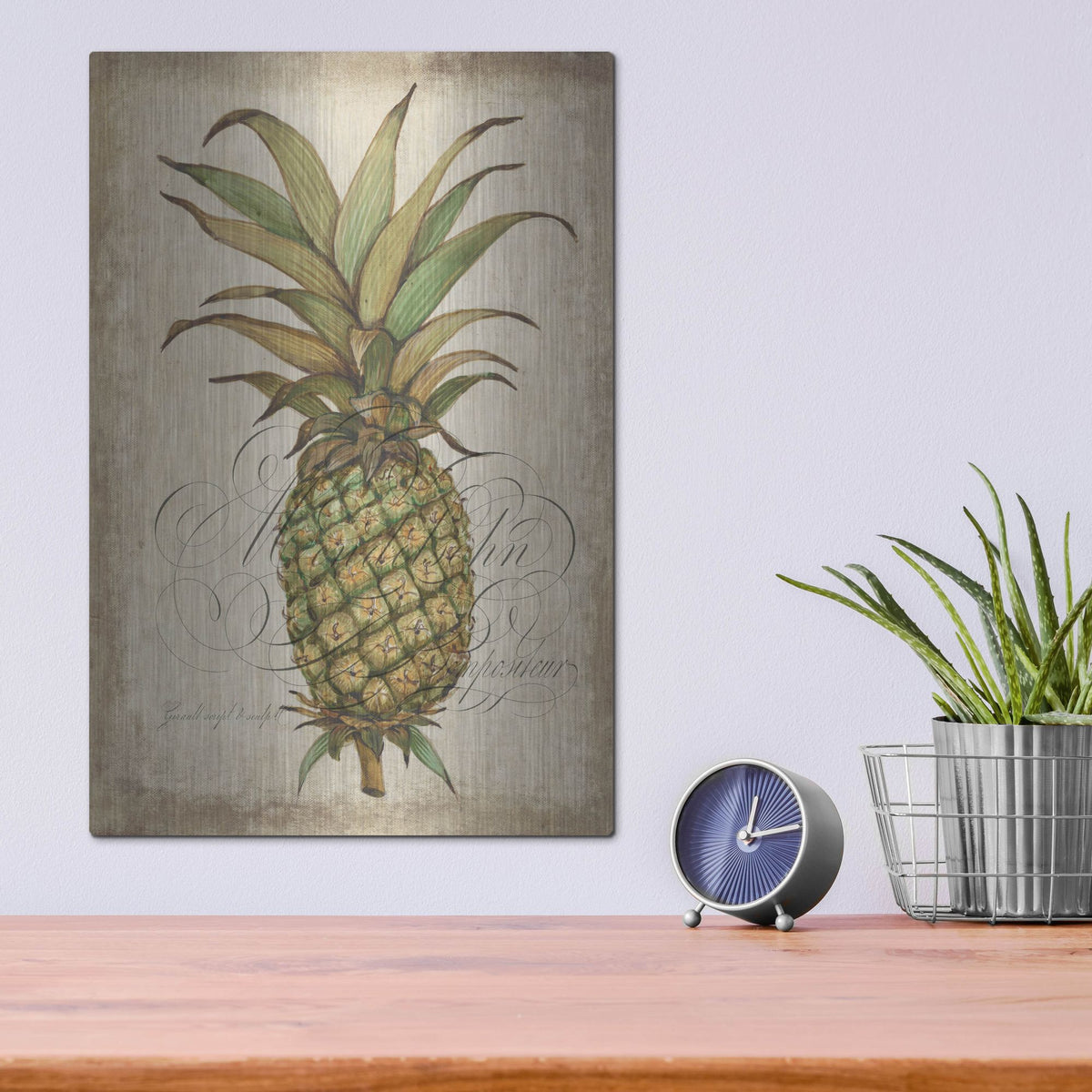 Luxe Metal Art 'Pineapple Study I' by Tim O'Toole, Metal Wall Art,12x16