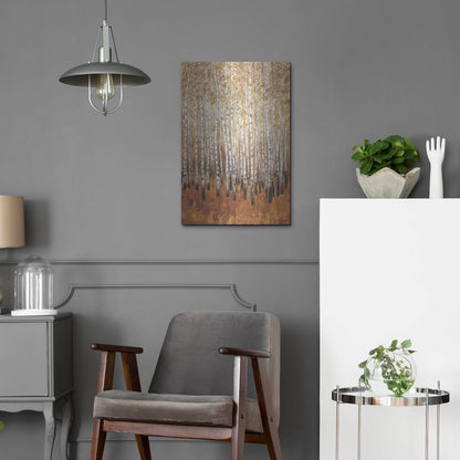 Luxe Metal Art 'Sienna Birches I' by Tim O'Toole, Metal Wall Art,16x24