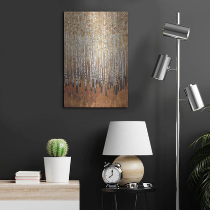 Luxe Metal Art 'Sienna Birches I' by Tim O'Toole, Metal Wall Art,16x24